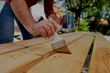 timber decking in the process of being polished